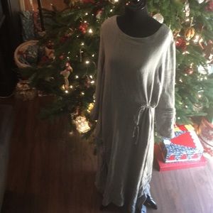 Enli5Elegance Grey Crepe Dress, Grey Linen Dress